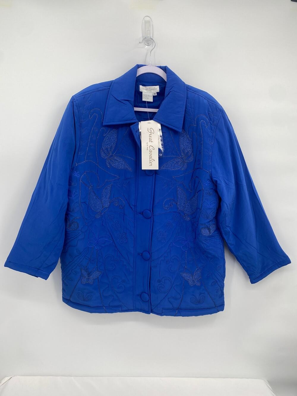 Great Cavalier by St Paul Bright Blue Jacket Embroidered Silk Texture M